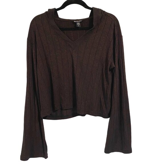 Athleta Harmony Pose Cropped Hoodie in Mahogany Heather Size S‎ - Picture 1 of 9